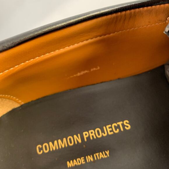 COMMON PROJECTS Size 12 Black Leather Slip On Penny Loafers - Picture 9 of 10